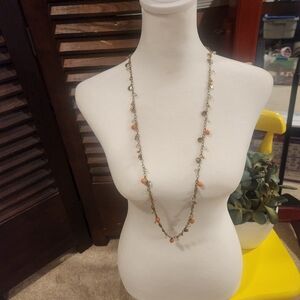 J. Crew Orange and Gold Beaded Necklace